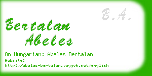 bertalan abeles business card
